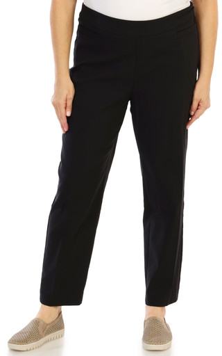 Thumbnail 1: Zac & Rachel Women's Plus Comfort Stretch Ankle Pants with Mesh Panel 