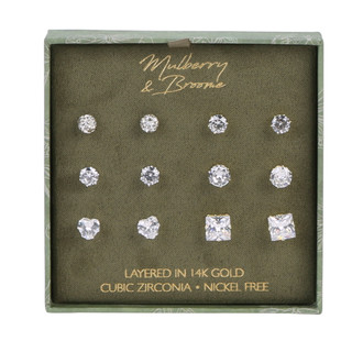 Thumbnail 1: Mulberry & Broome 6 Pk 14K Gold-Layered Cubic Zirconia Two Tone Stud Earrings 