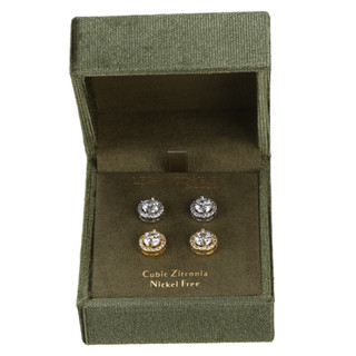 Thumbnail 1: Mulberry & Broome 2 Pk Two Tone Cubic Zirconia Stud Earrings 
