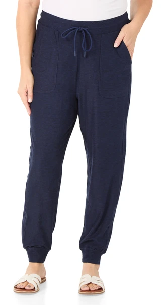 Thumbnail 1: Jessica Simpson Women's Plus Soft Jersey 2 Pocket Jog Pants with Tie Waist 