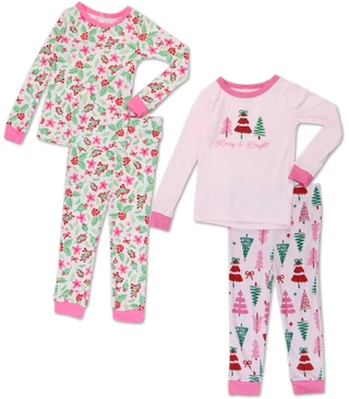 Thumbnail 1: Goodnight Llama Girls' 4-Piece Long Sleeve Pajama Set 