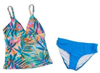 Thumbnail 1: Athena Women's 2 Pc Shirred V-Neck Tankini Swimsuit 