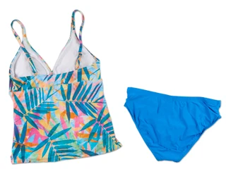 Thumbnail 2: Athena Women's 2 Pc Shirred V-Neck Tankini Swimsuit 