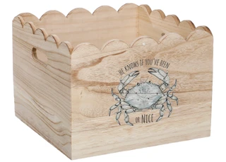 Thumbnail 1: Christmas Coastal Crab Wood Basket Accent  