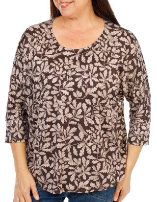 Thumbnail 1: BOBEAU Women's Plus Fall Floral Print Top  