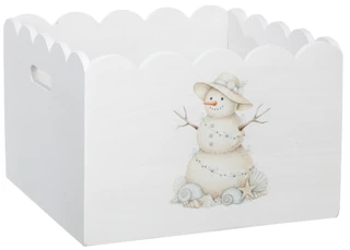 Thumbnail 1: Christmas Coastal Snowman Wood Basket Accent  