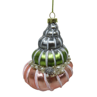 Thumbnail 1: Magical Season Beaded Tiered Glass Christmas Ornament 