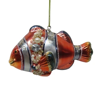 Thumbnail 1: Magical Season Glittered Clownfish Glass Christmas Ornament 