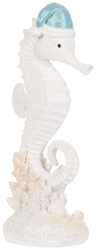 Thumbnail 1: Magical Season 10.5 in Coastal Seahorse Wearing a Christmas Hat Figurine 