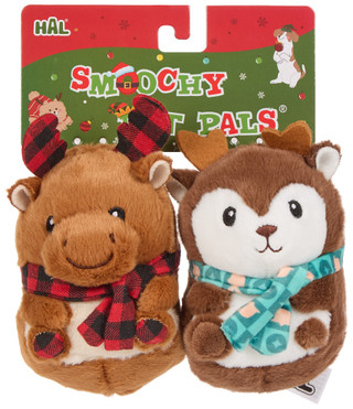 Thumbnail 1: Hal 2 Pk Reindeer Smoochy Pet Pals Squeaker Toy Set 
