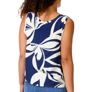 Thumbnail 2: Kaktus Couture Petite Sleeveless Leaf Print Tie Front Top 