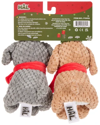Thumbnail 2: Hal 2 Pk Christmas Smoochy Pet Pals Squeaker Toys 
