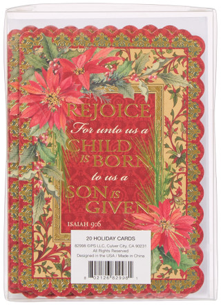 Thumbnail 2: Pooch & Sweetheart 20 Pk Nativity Rejoice Christmas Cards with Envelopes 