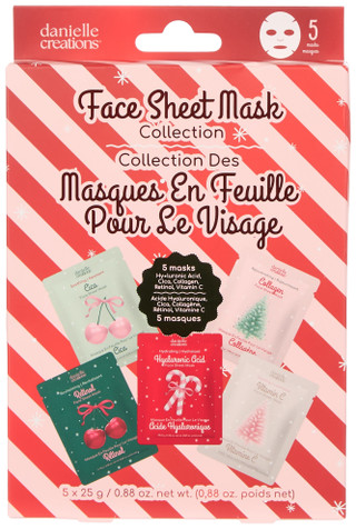 Thumbnail 1: DANIELLE CREATIONS 5 Pk Christmas Face Sheet Mask Set  