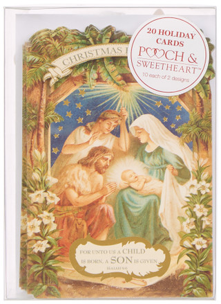 Thumbnail 1: Pooch & Sweetheart 20 Pk Christmas Blessings Nativity Cards with Envelopes 