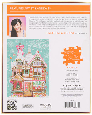 Thumbnail 2: WERKSHOPPE 1000 Pc 18x26 Christmas Gingerbread House Puzzle  