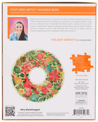 Thumbnail 2: WERKSHOPPE 26 in 1000 Pc Christmas Wreath Puzzle with Gold Foil 