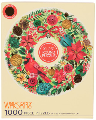 Thumbnail 1: WERKSHOPPE 26 in 1000 Pc Christmas Wreath Puzzle with Gold Foil 