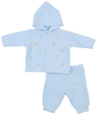 Thumbnail 1: Little Me Baby Boy's 2 Pc Diamond Knit Puppy Hoodie Set 