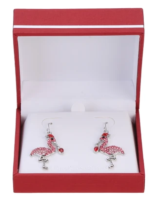 Thumbnail 1: ATHRA Christmas Flamingo Drop Earrings 