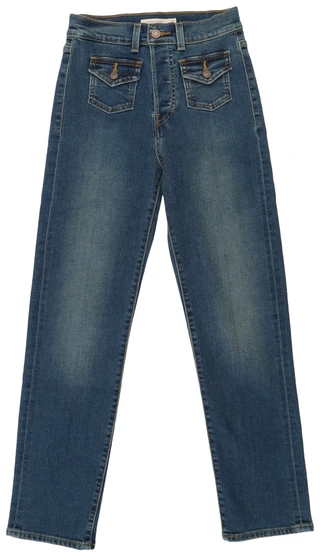 Thumbnail 1: Levi's Juniors' Medium Wash Flap Pocket Dart Crop Jeans 