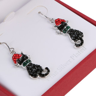 Thumbnail 2: ATHRA Christmas Cat Drop Earrings 