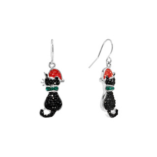 Thumbnail 3: ATHRA Christmas Cat Drop Earrings 