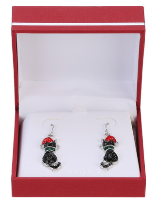 Thumbnail 1: ATHRA Christmas Cat Drop Earrings 