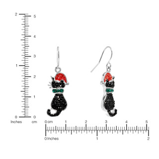 Thumbnail 4: ATHRA Christmas Cat Drop Earrings 