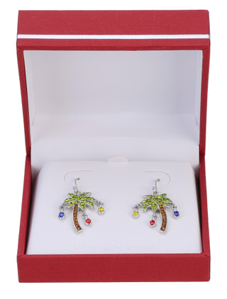 Thumbnail 1: ATHRA Crystal Palm Tree Drop Earrings 