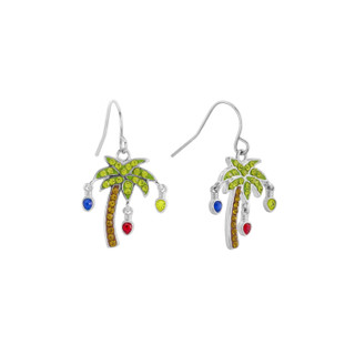 Thumbnail 4: ATHRA Crystal Palm Tree Drop Earrings 
