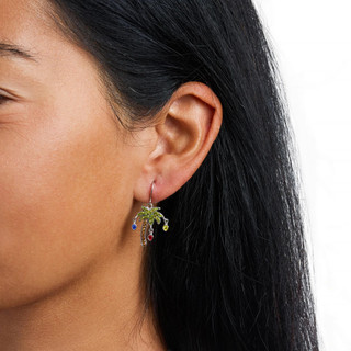 Thumbnail 5: ATHRA Crystal Palm Tree Drop Earrings 