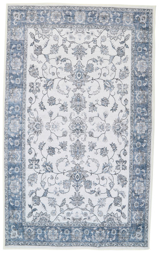 Thumbnail 1: FLORA 27x45 Blue Floral Vine Accent Rug  