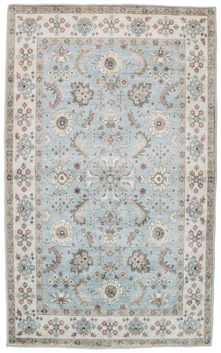 Thumbnail 1: FLORA 27x45 Ivory Botanical Motif Accent Rug 