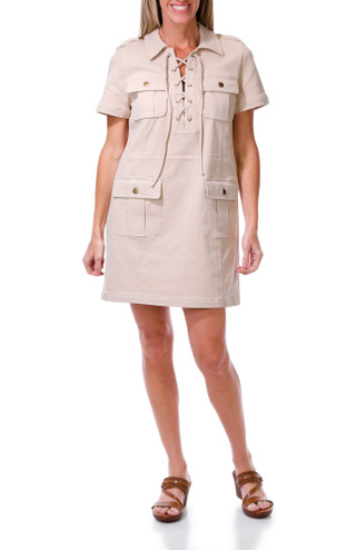 Thumbnail 1: Trina Turk Women's Lace Up Khaki Dress  