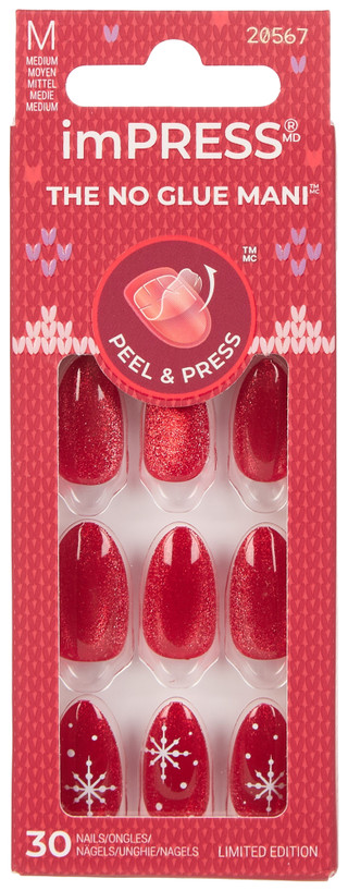 Thumbnail 1: Kiss 30 Pc imPress Christmas Snowflake Press-On Nails  