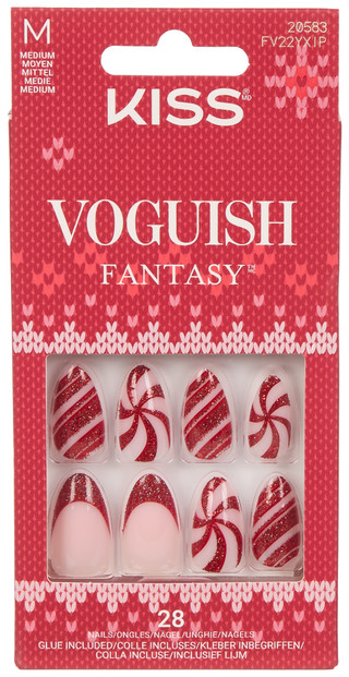 Thumbnail 1: Kiss 28 Pk Christmas Glitter Candy Cane Swirl Press-On Nails 