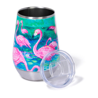 Thumbnail 3: ART & SOL Flamingo Lily Stainless Steel Wine Tumbler, 12 oz 