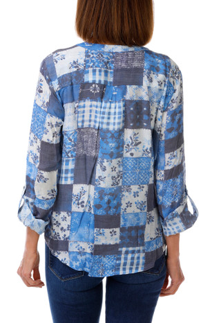 Thumbnail 2: ZAC AND RACHEL Women's 3Q Sleeve Bandana Tie Front Top 