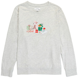 Thumbnail 1: Coral Bay Women's Plus Christmas Embroidered Dog Knit Top 