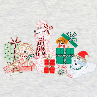 Thumbnail 2: Coral Bay Women's Plus Christmas Embroidered Dog Knit Top 