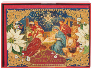 Thumbnail 1: Pooch & Sweetheart 12 Pk Joy To The World Christmas Cards with Envelopes 