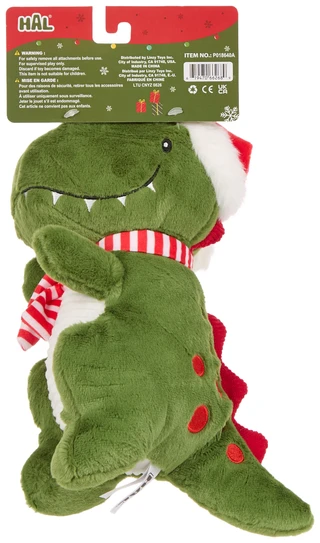 Thumbnail 2: Hal Christmas Dinosaur Smoochy Pet Pals Squeaker Toy 