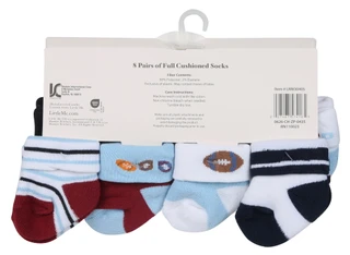 Thumbnail 2: Little Me Baby Boys 8 Pk Game Day Football Turn Cuff Socks 