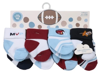 Thumbnail 1: Little Me Baby Boys 8 Pk Game Day Football Turn Cuff Socks 