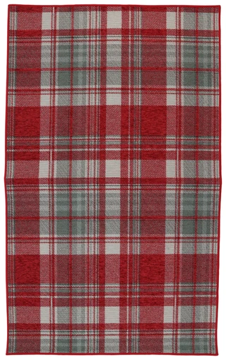 Thumbnail 1: Tinsel & Holly 27x45 Red Christmas Plaid Non-Slip Accent Rug 