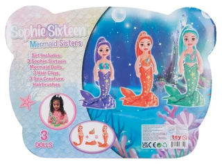 Thumbnail 2: Brooklyn Lollipop 3 Pk Sophie Sixteen Mermaid Sister Dolls w/ Clips & Brushes 