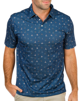 Thumbnail 1: Southern Palms Men's Short Sleeve Printed Performance Polo 