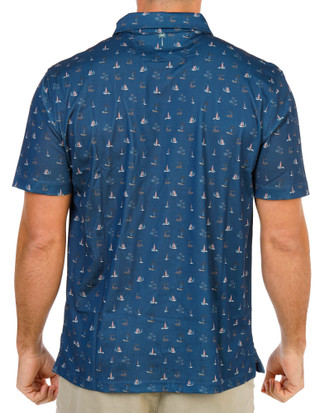 Thumbnail 2: Southern Palms Men's Short Sleeve Printed Performance Polo 