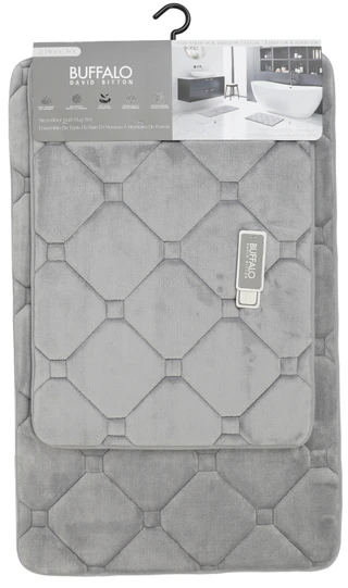 Thumbnail 1: Buffalo Lux Tile Bath Rug Set, 2-Piece, Gray 
